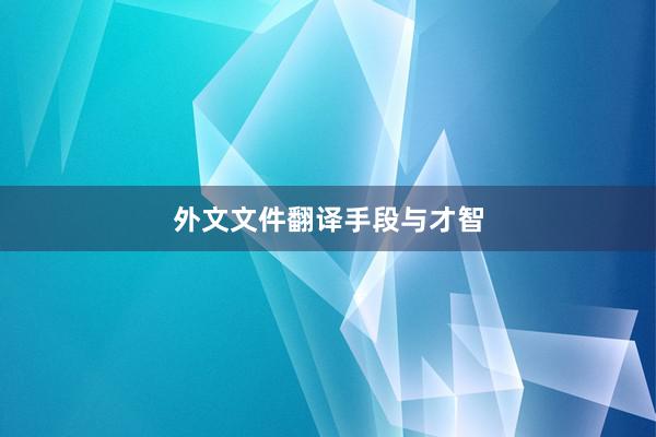 外文文件翻译手段与才智