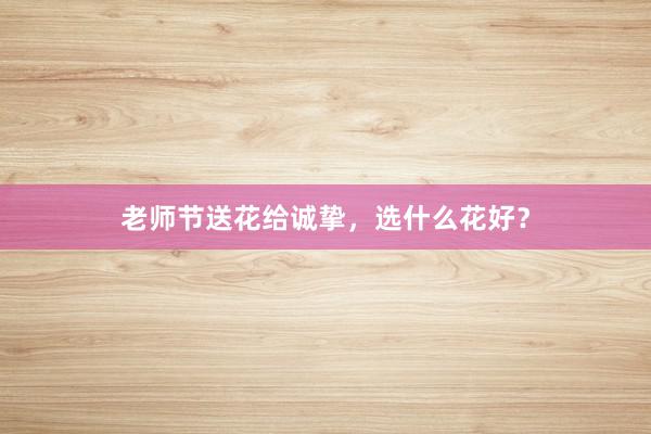 老师节送花给诚挚，选什么花好？